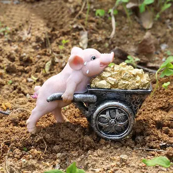 Вдъхновяваща прасе носи тухли Украса за дома на работния плот Играчки интериор на автомобила занаяти подарък
