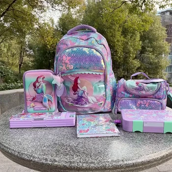 Истинска училищна чанта Дисни Australia Smiggle Русалка, детски канцеларски материали, студентски дръжка, чанта за обяд, раница, подаръчен комплект