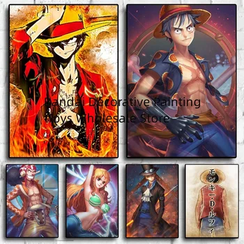 Мультяшные Герои Luffy Ретро Аниме Плакат Платно HD Печат на Персонализирани Стенно Изкуство за Поръчка На Картина Декор на Изображението