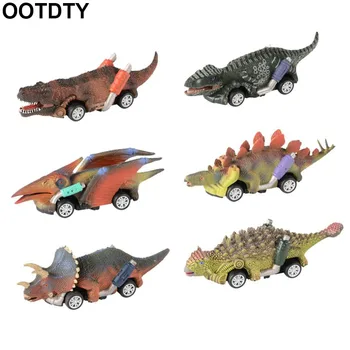 6 бр Сгъваеми машини-динозаврите Играчки 6 опаковки Динозавър Роудстър Сувенири за партита Игри Динозавър Случаен цвят