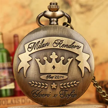 Steampunk Резбовани короната 2014, Миланската дизайн, ретро кварцов джобни часовници за мъже и жени с брелком, верига за пуловери, подарък, Reloj De Bolsillo