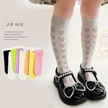 Чорапи за момичета, летни памучни чорапи, сладки дишащи чорапогащи в рибарска мрежа, тънки чорапи принцеса Лолита 