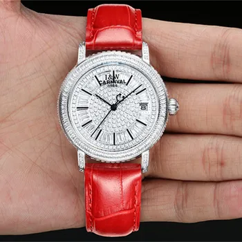 Карнавалните маркови механични часовници с диаманти, луксозни дамски часовници MIYOTA 9015, автоматични часовници, водоустойчиви за жени, Reloj Mujer