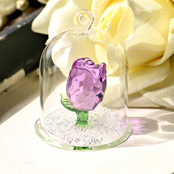 H&D заколдованные кристални фигурки от лилави рози във формата на купол, дом сватбен декор, сувенир, подарък за рожден Ден, Подарък за Свети Валентин за нея