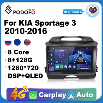 Podofo АвтоРадио 2 Din Android Радио Carplay За Kia sportage 2010-2016 AI Voice 4G GPS Авто Мултимедиен Плейър Стерео 2din