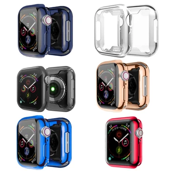 Часовници с пълно покритие Калъф за Apple Watch Series8 7 6 5 4 3 SE Силикон Прозрачен Калъф Защитно фолио за екрана iWatch 38 40 41 мм 42 44 45 мм