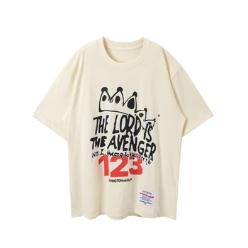 23SS измити принт crown Rrr123, тениска с къс ръкав, мъжки и дамски тениски на по-добро качество, ежедневни блузи Rrr 123 тениска