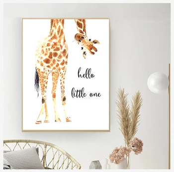 Снимка на Скандинавски плакат Стенни картина подарък за малки момичета и момчета на Декора на детската стая с принт с жирафа 