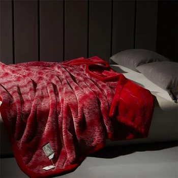 Висококачествено луксозно одеяло от изкуствена кожа кадифе, топлина, супер удобни завивки за легла, висок клас топло зимно одеало червен цвят