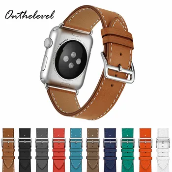 Onthelevel Каишка за Apple Watch от Естествена Кожа в стил Ретро 42 мм, 38 мм и Каишка за смарт Часа Reloj, Аксесоари за часа iWatch 1/2/3/4
