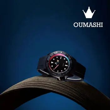 Мъжки часовник OUMASHI, спорт, бизнес, мода, механизъм NH35, водоустойчиви часовници е от неръждаема стомана, нощно сияние, зелено сияние, 007