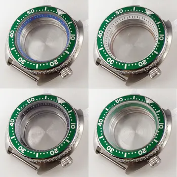 Стомана 45 мм автоматично матиран корпус часа е подходящ за алуминиеви NH35A NH36A, зелена paste от сапфир стъкло, насочената bezel