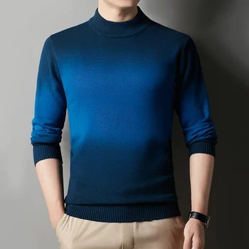 10 Цвята, мъжки пуловер с висока воротом в стил мозайка, корейски модерен зимен топъл вязаный пуловер, пуловер, мъжки дрехи