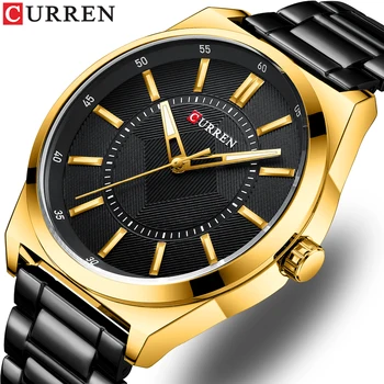 CURREN, на нови прости ежедневни мъжки часовници, бизнес кварцов часовник, каишка от неръждаема стомана, класически мъжки часовник