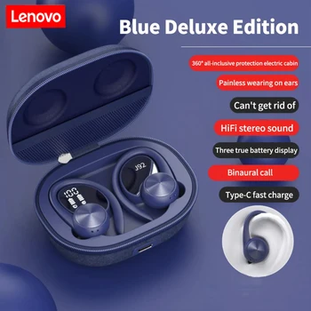 Lenovo спортни Bluetooth слушалки Air Ear Рецептори HiFi Стерео слушалки с активно шумопотискане, слушалка с led дисплей за iPhone и Android
