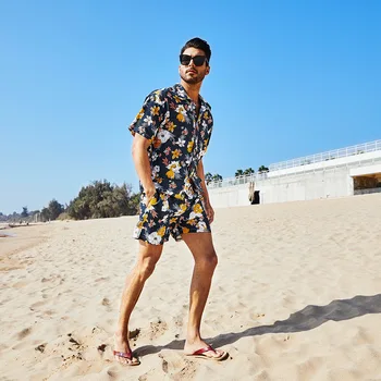 Нови Горещи Плажни Комплекти Риза И Къси Панталони За Мъже