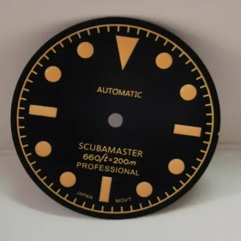Аксесоари за часовници Циферблат 28,5 мм ретро черен оранжев циферблат зелен светлинен подходящ за механизъм NH35 /4R36