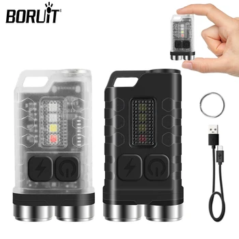 BORUiT V3 EDC led фенерче ключодържател кемпинговый фенерче Type-C, Акумулаторна батерия водоустойчив мини-фенерче с магнит, UV джобен фенер