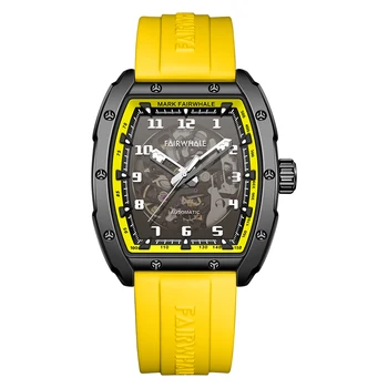 Мъжки автоматичен часовник Mark Fairwhale, 41 мм, луксозни модни механични ръчни часовници, водоустойчиви, нажежен, гумена каишка с виртуален скелет