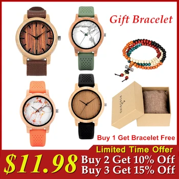 Мъжки часовник BOBO BIRD Relojes, бамбукови часовник, японски кварцов механизъм с цветни гривната, безплатна доставка