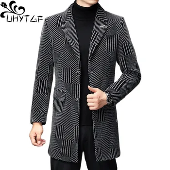 UHYTGF висококачествени мъжки якета от нежната козина, цвят златен самур, младежко зимно палто, мъжки бизнес и ежедневни мъжки ветровка, връхни дрехи 239