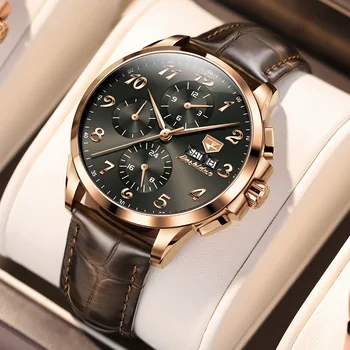 Мъжки механичен часовник с автоматично кожена каишка на TAXAU, сапфирен огледало, розово злато, Луксозни бизнес водоустойчив часовник Montre Homme