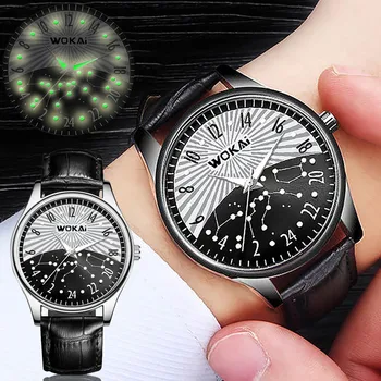 24-часова система дневен и нощен циферблата, светещи водоустойчив часовник Constellation, часовници Montre Homme relógio masculino мъжки часовник
