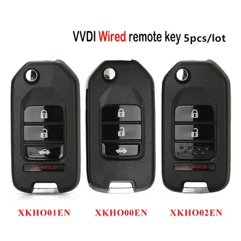 5 бр. Xhorse VVDI Авто Дистанционно Ключ XKHO00EN/XKHO01EN/XKHO02EN жично Дистанционно Дистанционно Управление 2/3/4 Бутони за Автомобилни Ключове Тип Honda