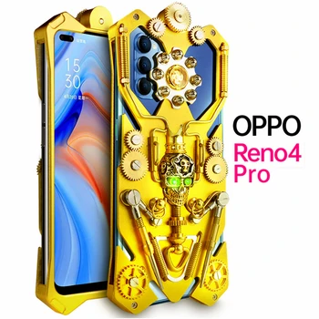 Нов Метален Стоманен Механизъм Броня Алуминиеви Телефон За Oppo Reno 5 4 Pro Gear Чисто Ръчно Изработени Череп Калъф За Вашия Телефон, Калъф