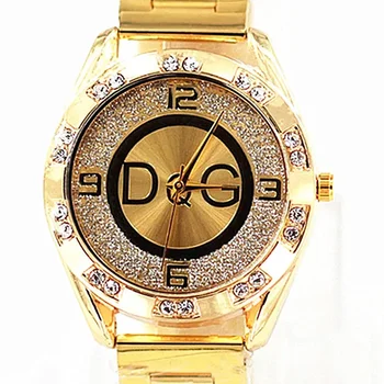 Zegarek Damski нови модни луксозни часовници DQG с кристали, кварцов дамски часовник, цвят: златист, сребрист, от неръждаема стомана, дамски часовници за рокли