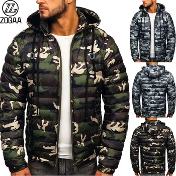 ZOGAA, есен/зима, нов стил, мъжко яке с памучна подплата, модни топло камуфляжная яке с памучна подплата, ежедневни стеганая яке
