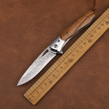 VG10 Дамасское нож, черен орех, змия + дърво стоманена дръжка, за оцеляване в къмпинга, Плодов кухненски EDC Инструментален нож
