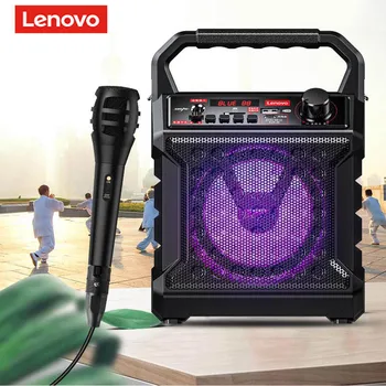 Говорител на Lenovo V015 Bluetooth Вход AUX Портативна колона за квадратен танц захранване за караоке на открито домакински