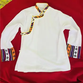 Китайската тибетски женска риза, пролетни блузи с дълъг ръкав, етнически стил, традиция