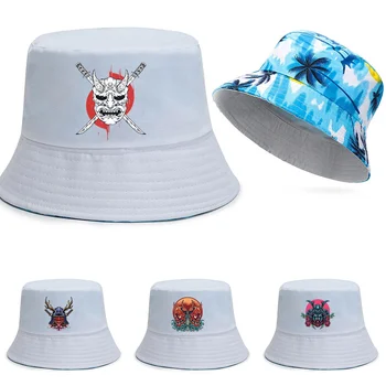 Модни памучен рибарска шапка от серията Monster Print, широкополые шапки, обратими хавайски шапки, мъжки Ежедневни панама, дамски плажни шапки от слънцето