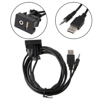 1бр 1 м автомобилна таблото вълни USB порт Авто лодка с 3.5 мм AUX USB удължителен кабел адаптер Нова