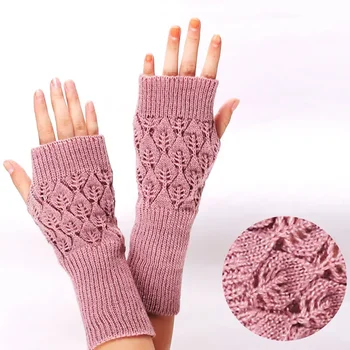 Топли плетени калъф за ръкавици без пръсти за жени, акрилни еластични ръкавици за ръка с полупальцами, възли на една кука, изкуствени ръкавици ръкавици за момичета