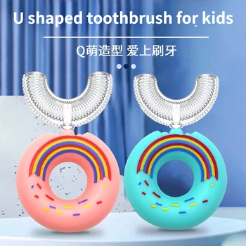 Детска четка за зъби U-Shap, детска четка за зъби BebeTeether, детски силиконова четка за грижа за устната кухина деца от 2 до 12 години