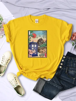 Тардис, красиви пейзажи от Япония, дамски тениски, градинска облекло в стил хип-хоп, универсални ежедневни дишащи блузи, женски къс ръкав