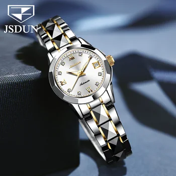 JSDUN Луксозни часовници за жени, сапфирен кристал, автоматични механични ръчни часовници, водоустойчиви бижута, часовници, гривна, подарък