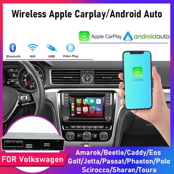 Безжична автомобилна модул CarPlay Android за Volkswagen Phaeton Golf Touareg, поддръжка огледало OEM-микрофон, контрол сензорен екран