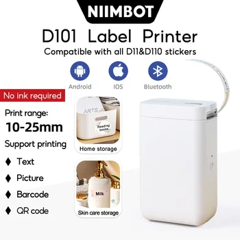 Niimbot D101 мини-этикетировщик 12-25 мм Ширина на печат Безжична Bluetooth принтер ръчно стикер Домашен преносим принтер за баркод