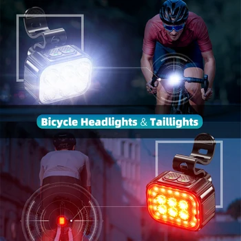 Велосипедна фаровете задна светлина МТБ пътен под наем Ярко фенерче Колоездене Водоустойчив 500 лумена LED 12 часа от работното време сплав Type-C she