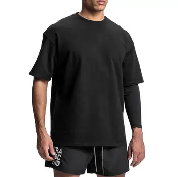 Лятна мъжки памучен модна марка свободна тениска голям размер за мъже