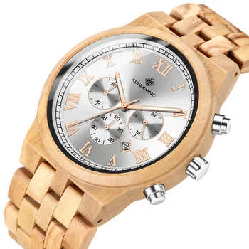 Мъжки Дървени часовници, Ръчно изработени KUNHUANG Тенденция Модни Скъпоценни Кварцови Часовници, Мъжки Часовници, Богат на функции Мъжки Дървени Часовници