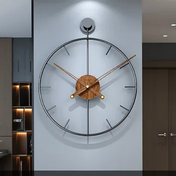 Начало декор Стенни часовници Съвременно изкуство хол Уникални безшумни стенни часовници Дървена кръгла спалня скандинавски нов дизайн Horloge Room Decor