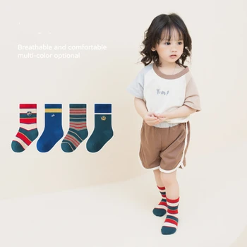Детски чорапи за деца, момичета и момчета, памучни шарени обикновена пролетно-есенни терлици за деца, меки детски чорапи за момичета