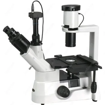 AmScope 40x-800x план за Оптичен обърнат биологичен микроскоп + 9-мегапикселова камера