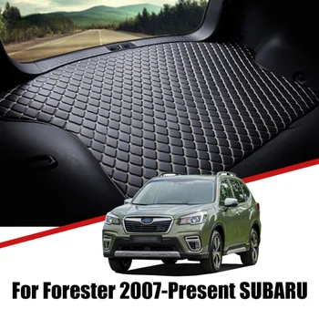 Кожени постелки за багажник на кола на Subaru Forester Момента 2007 2008 2009 2010-2021 Водоустойчиви подови облицовки тава аксесоари за товарни лайнери