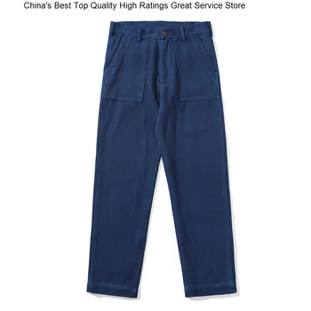 Умора Реколта мъжки панталони-карго Amekaji индиго, боядисани в синьо с цип с множество джобове OG107, пролетно-есенни директни ежедневни панталони